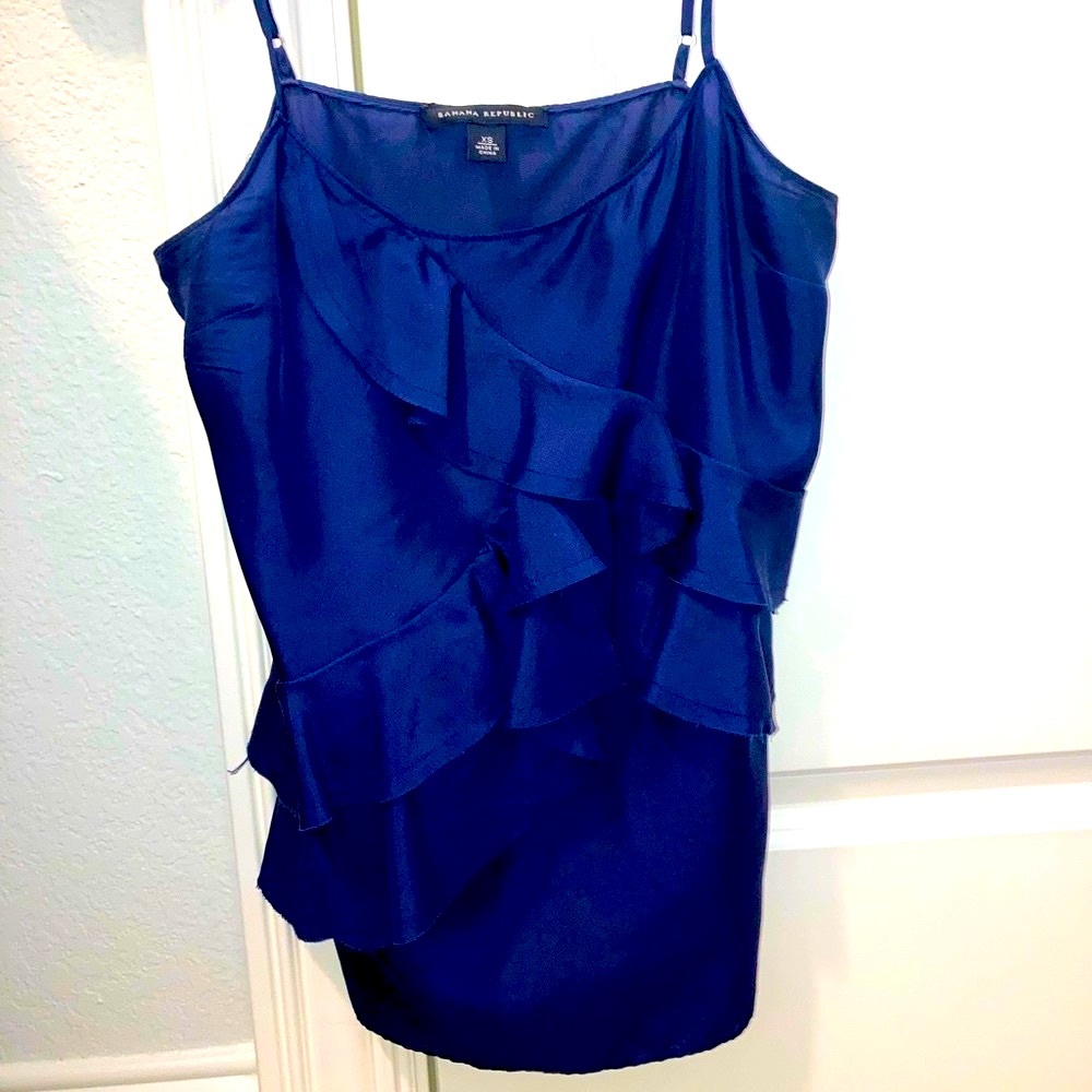 Silk Ruffle Front Tank